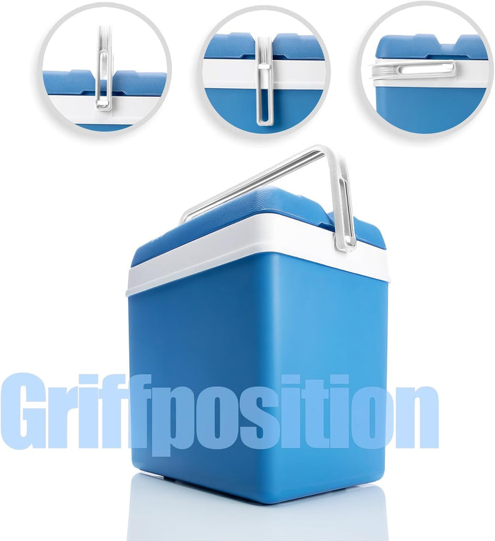 BigDean Kühlbox 24 Liter blau/weiss - Isolierbox mit bis zu 11 Std. Kühlung - Thermobox aus Kunststo