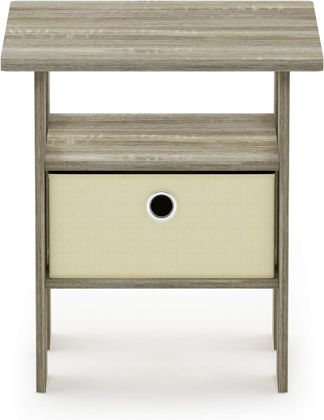 Furinno Andrey Beistelltisch Nachttisch mit Schublade, Holz, Sonoma Eiche/Elfenbein, 39.37 x 39.37 x