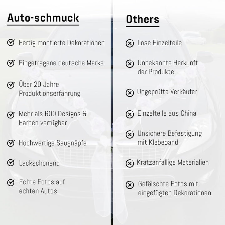 Rosen Girlande Braut Paar Rose Deko Dekoration Autoschmuck Hochzeit Car Auto Wedding ®Auto-schmuck D