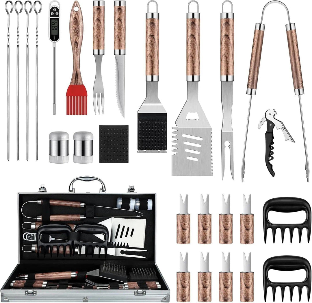 DRAGON RIOT Grillbesteck Set aus Edelstahl, 29 Stücke Grillset für Männer Geschenk, Premium Grill Zu