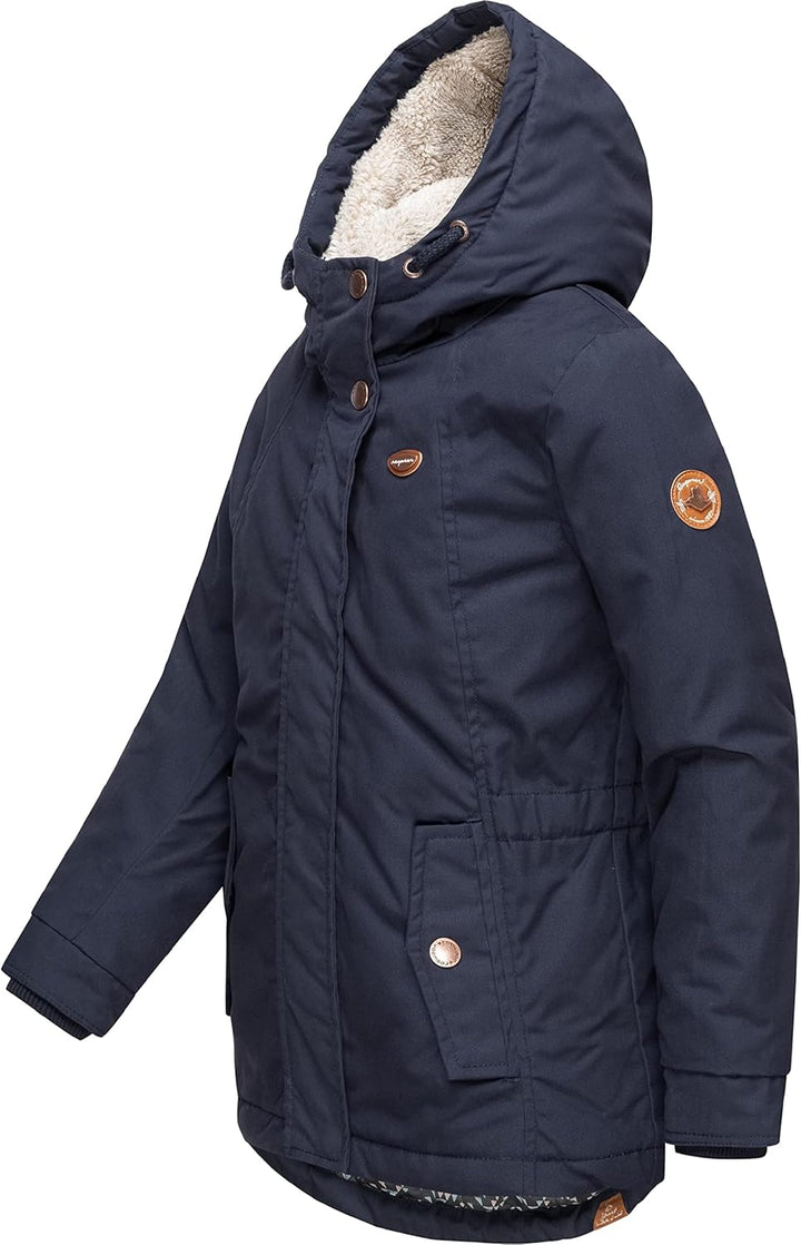 Ragwear Kinder Mädchen Winterjacke Wintermantel Outdoorjacke mit Kapuze Elvina 128-152 140 Navy, 140
