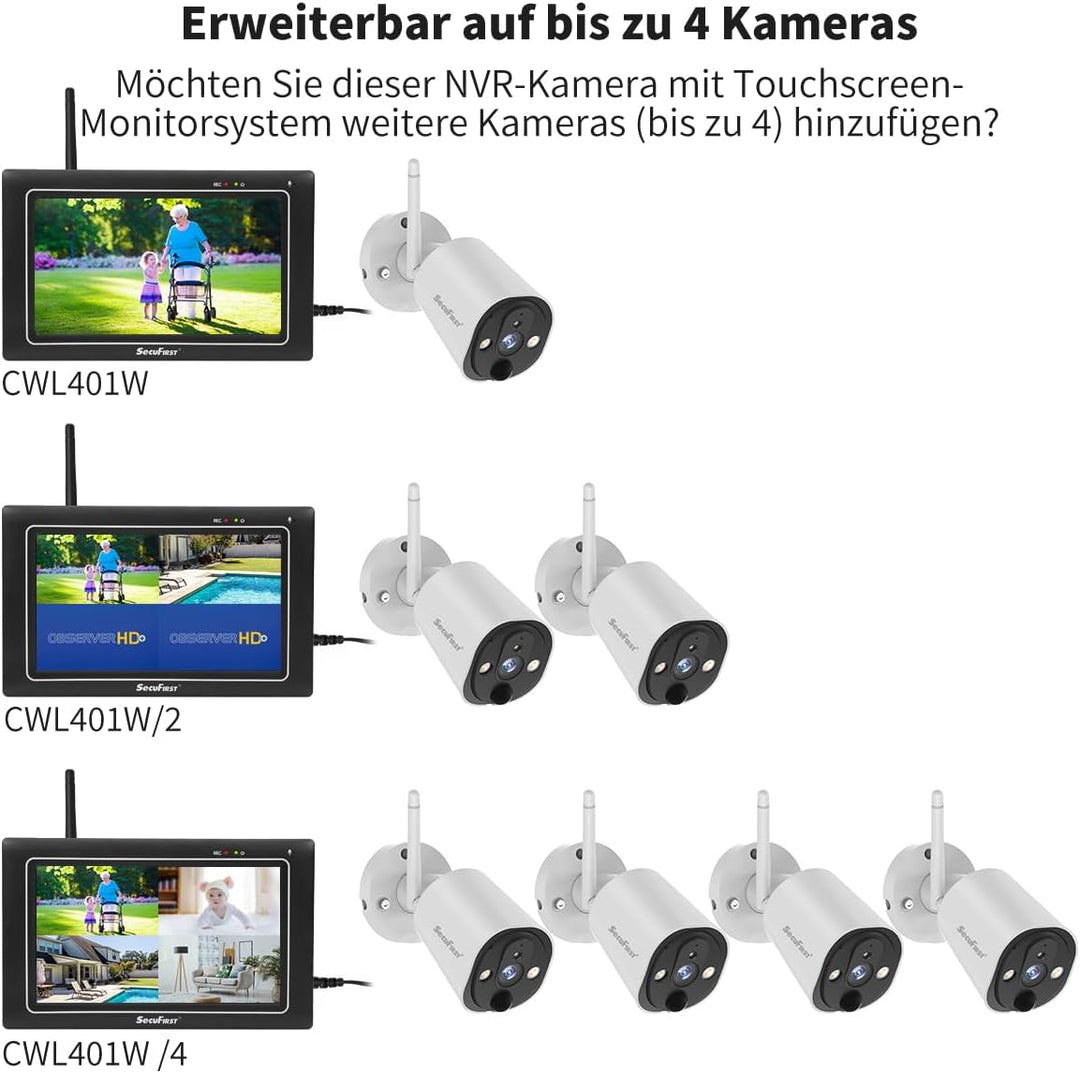 SecuFirst 2K Zusatzkamera für Überwachungskameras Aussen Set (CWL401W,CWL401W/2),Arbeiten Sie nur mi