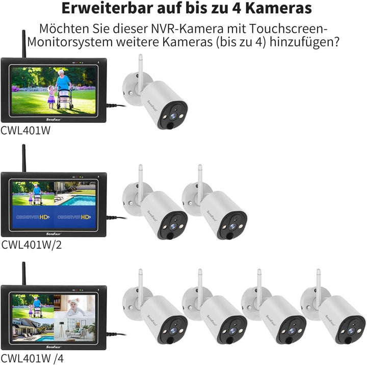 SecuFirst 2K Zusatzkamera für Überwachungskameras Aussen Set (CWL401W,CWL401W/2),Arbeiten Sie nur mi