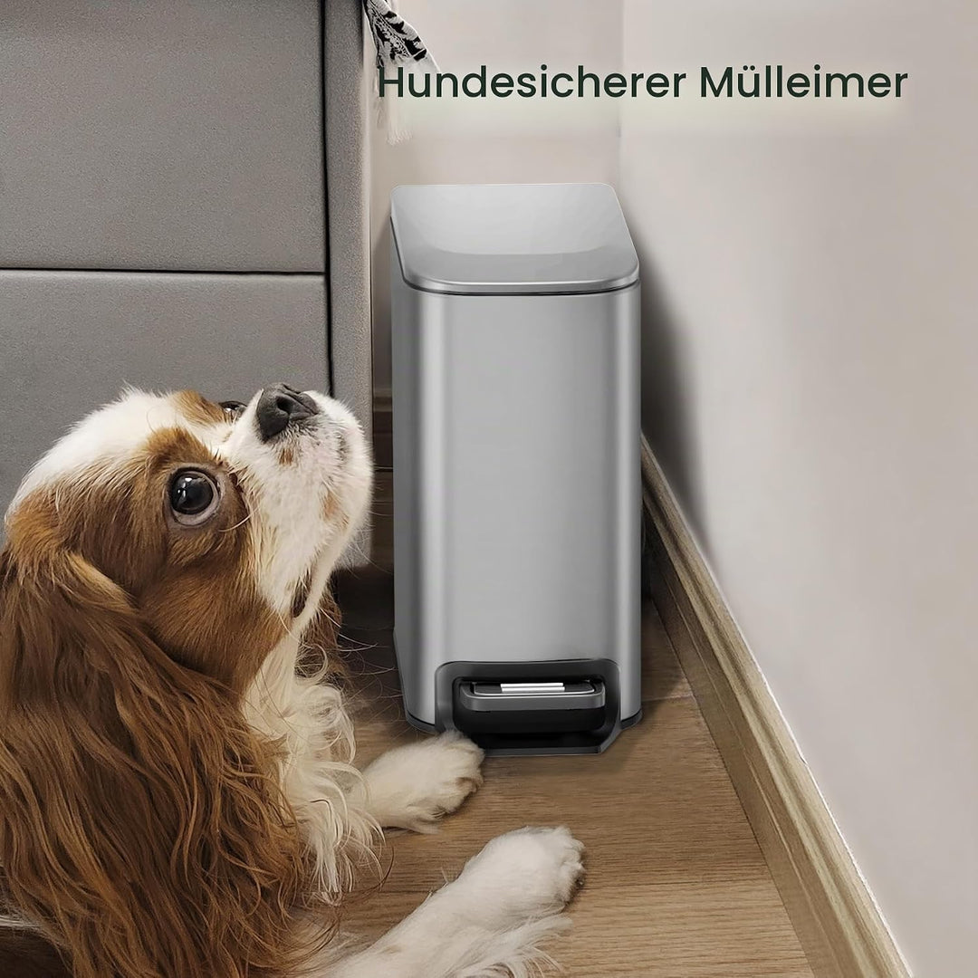 Cesun Kleiner Badezimmer-Abfalleimer mit Deckel Soft Close, Trittpedal, 6 Liter, Edelstahl Mülleimer