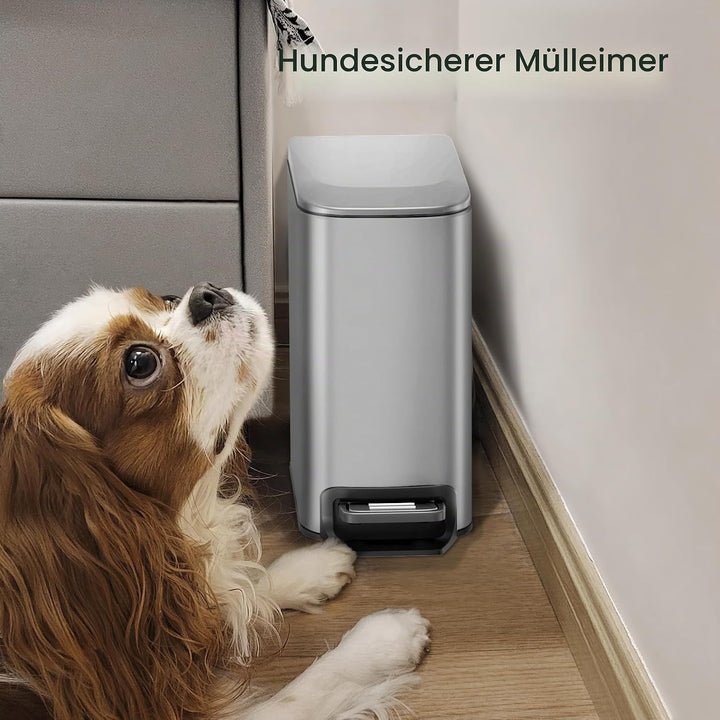 Cesun Kleiner Badezimmer-Abfalleimer mit Deckel Soft Close, Trittpedal, 6 Liter, Edelstahl Mülleimer