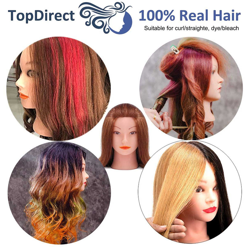 Frisierkopf, TopDirect 18 Zoll Übungskopf 100% Echthaar Haar Friseur Übungskopf Praxis Schaufensterp