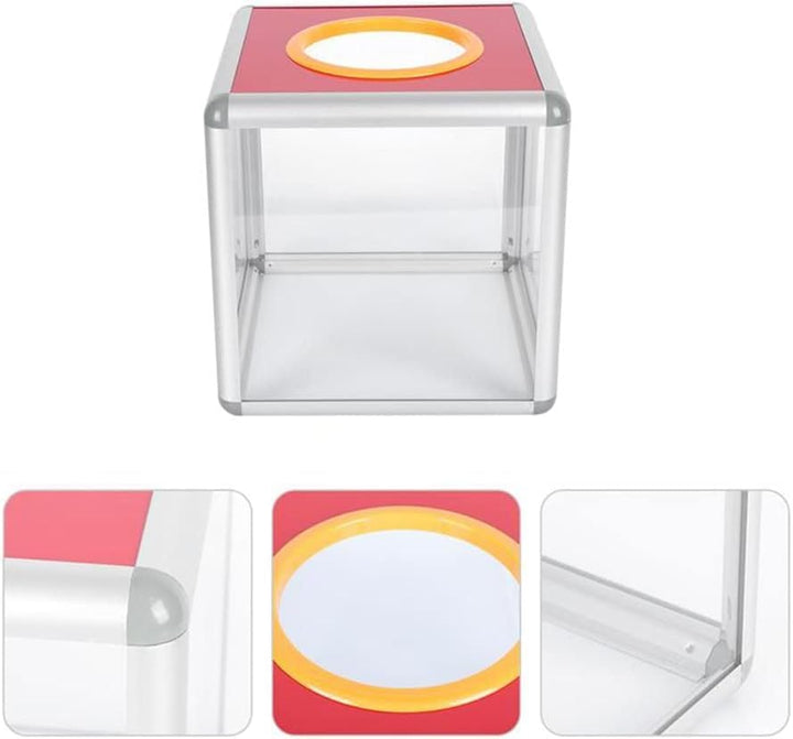 Acrylspendenbox, Wahlurne, empfohlene Box, transparente Aufbewahrungsbox 20 x 20 x 20 cm Red face, R