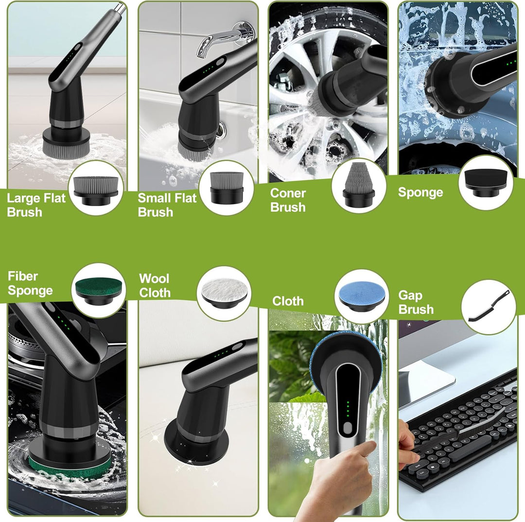 Elektrische Reinigungsbürste, Electric Cleaning Brush mit 7 Wechselbürsten, IPX7 wasserdichte Putzbü