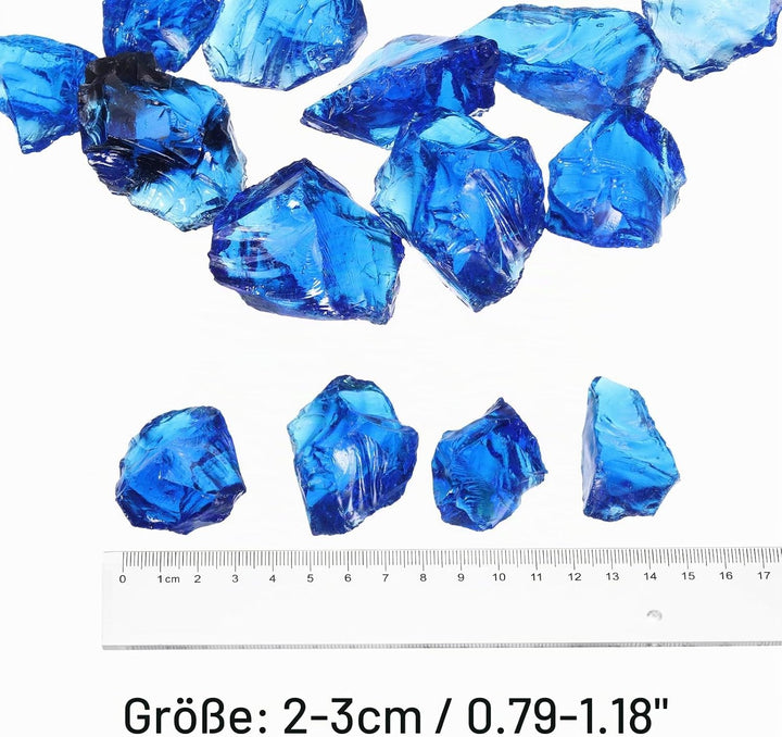 QUARKZMAN Feuerglas für Feuerstelle 2–3cm (1/9") Hochglänzende Reflektierende Glassteine für Natürli