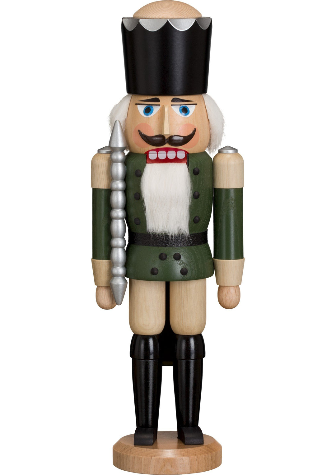 Seiffener Volkskunst König Nussknacker 39 cm (grün alsiert)