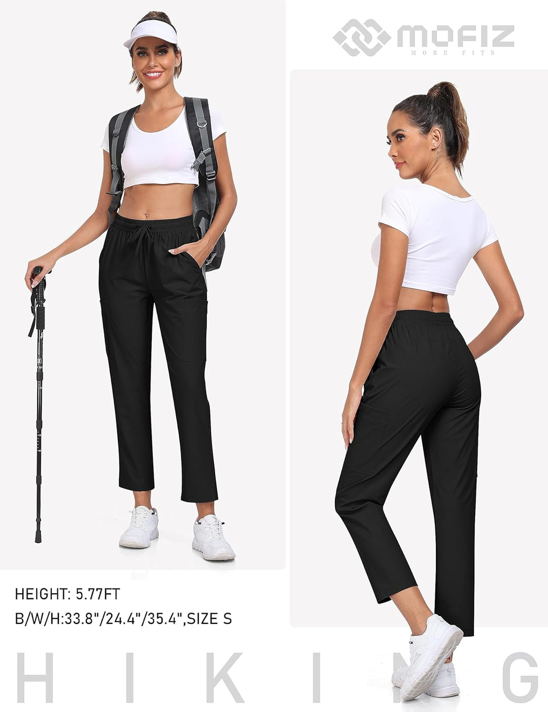 MoFiz Damen Cargohose Leichte Wanderhose Atmungsaktiv Trekkinghose Workout Casual Outdoorhose M Tief
