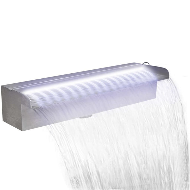 yorten Edelstahl Rechteckige Wasserfall Wasserfontäne Pool-Fontäne mit LED Beleuchtung Wasserspiel 4