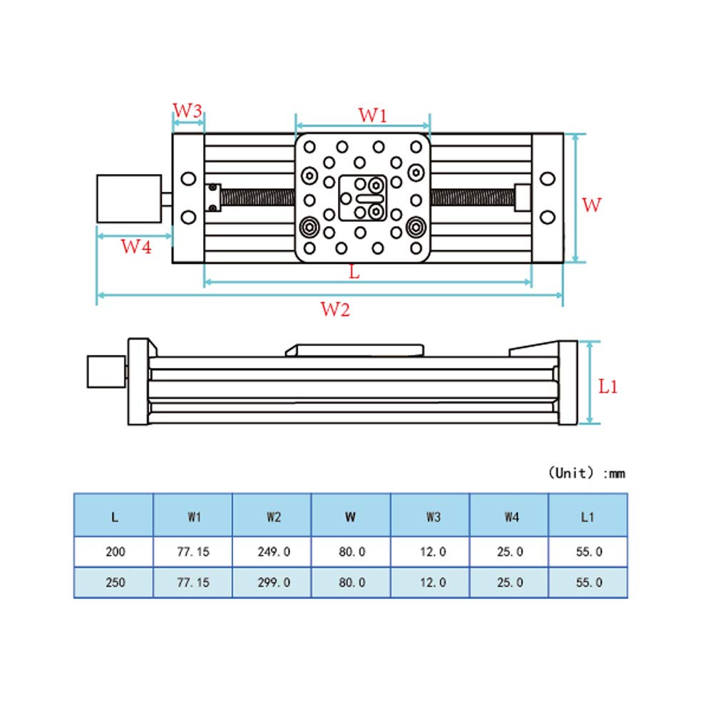 Befenybay 250mm 4080U Aluminiumprofil Z-Achsen-Schrauben-Schiebetisch-Linearaktuator für 3D-Drucker