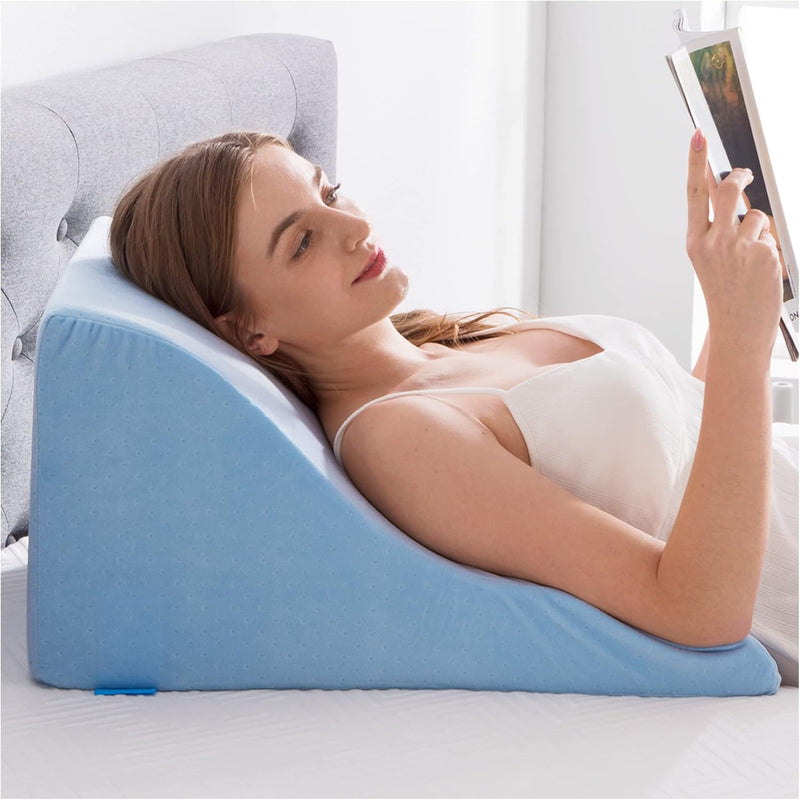NOFFA Lesekissen für Bett und Sofa - Memory Schaum Keilkissen - Ergonomisches Rückenlehne Kopfkissen
