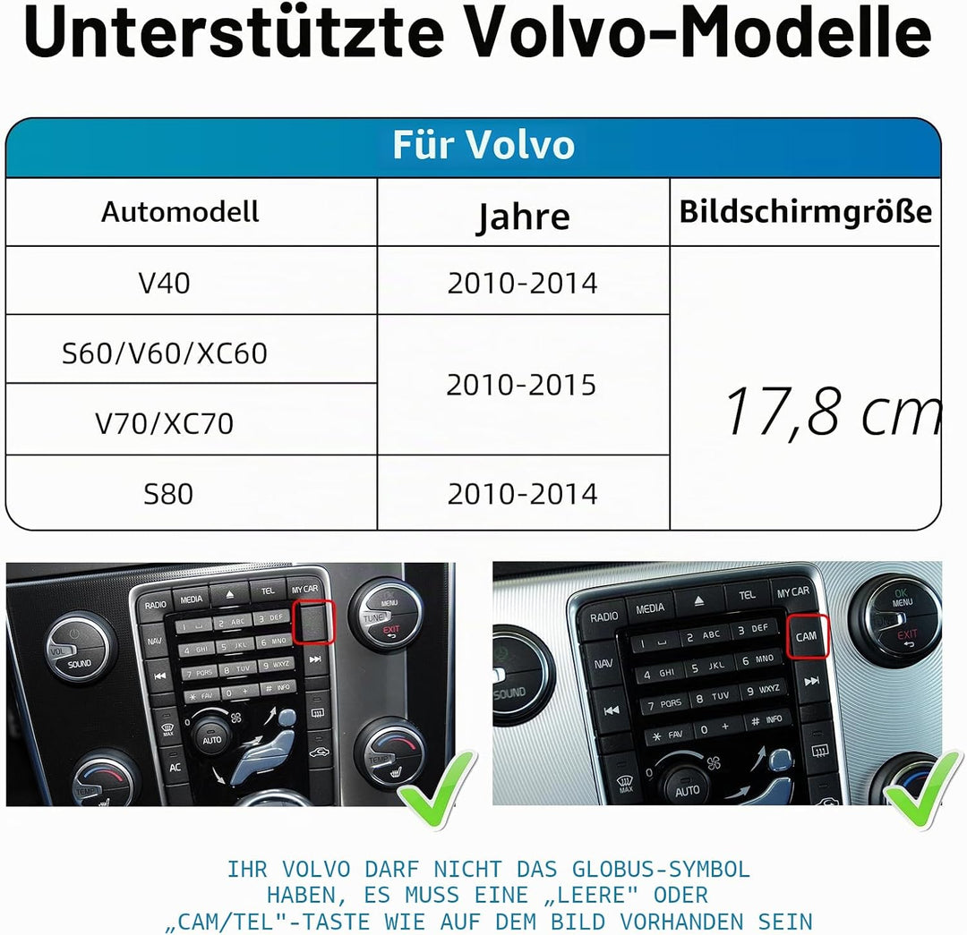 EZoneTronics Wireless CarPlay &amp; Android Auto Retrofit Kit Decoder Box für Volvo V40 V60 S60 XC60 V70