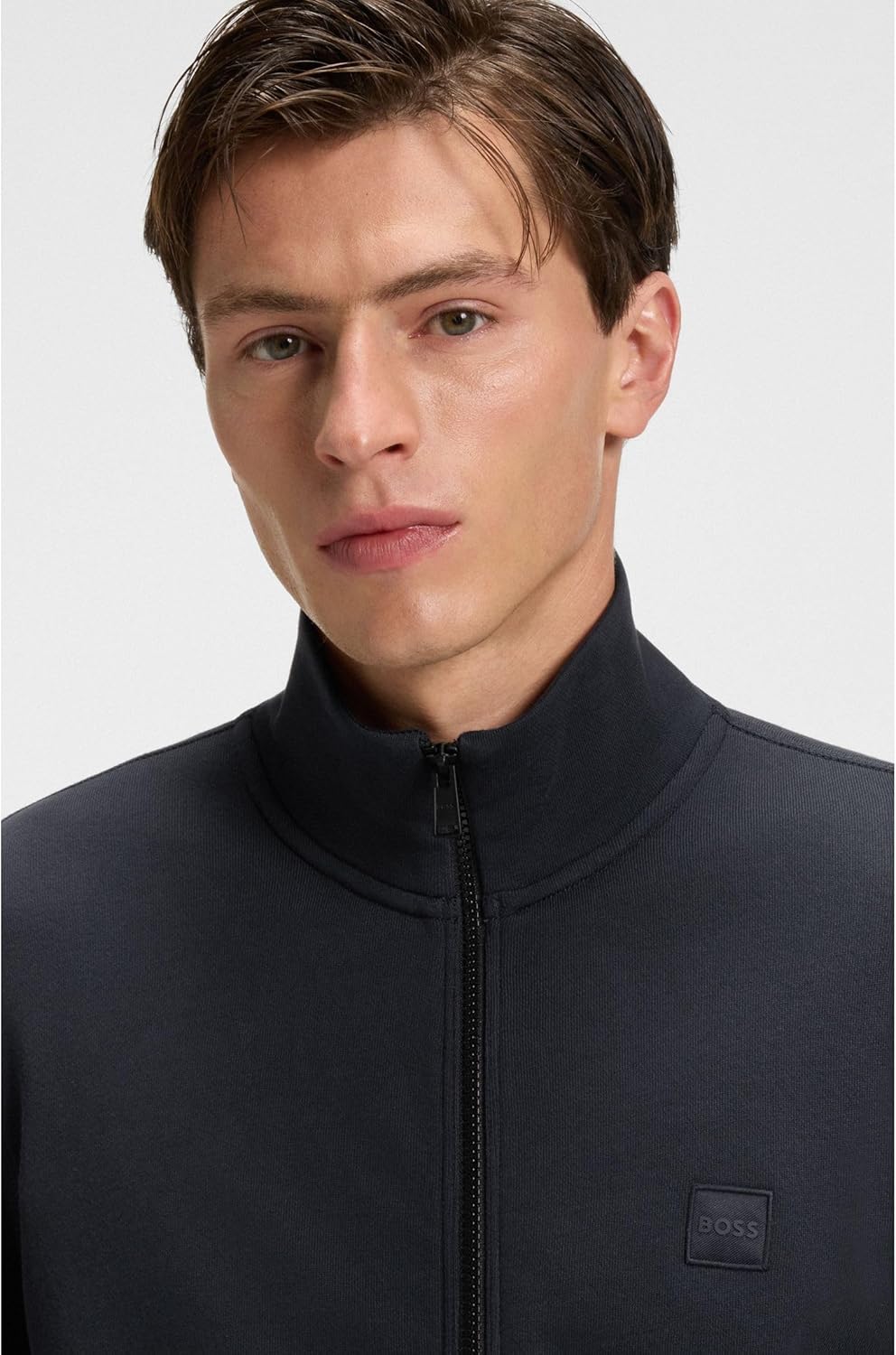 BOSS Herren Zestart Jacke aus Baumwoll-Terry mit Reissverschluss und Logo-Aufnäher S Dark Blue, S Da