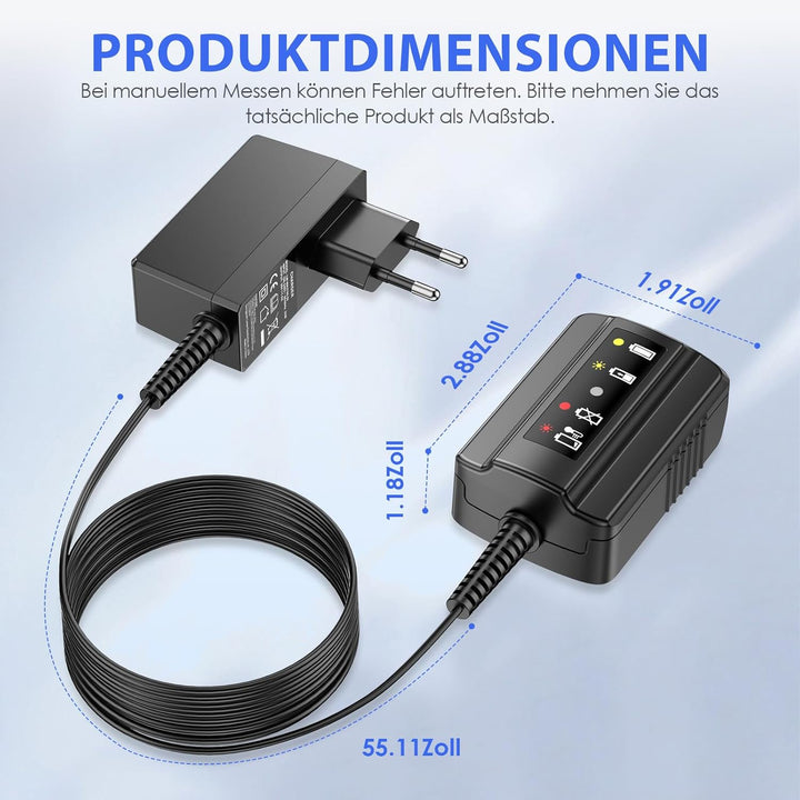 ASUNCELL WA3760 Ladegerät für Worx Akkus 18V (20V MAX), Akku Ladestation Schnell-Ladegerät für Worx