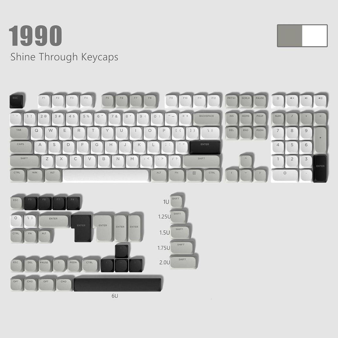 XVX Low Profile Keycaps – Shine Through Keycaps, Keyboard Keycaps, Keycaps 75 Prozent PBT Keycaps, F