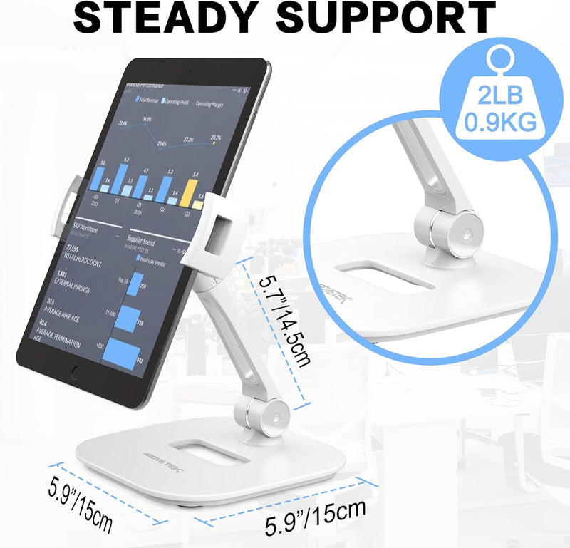 AboveTEK ipad Ständer Faltbar Tablet Ständer 4-11" Tablet Halter Schwarz 360°Swivel Halter Handy Stä