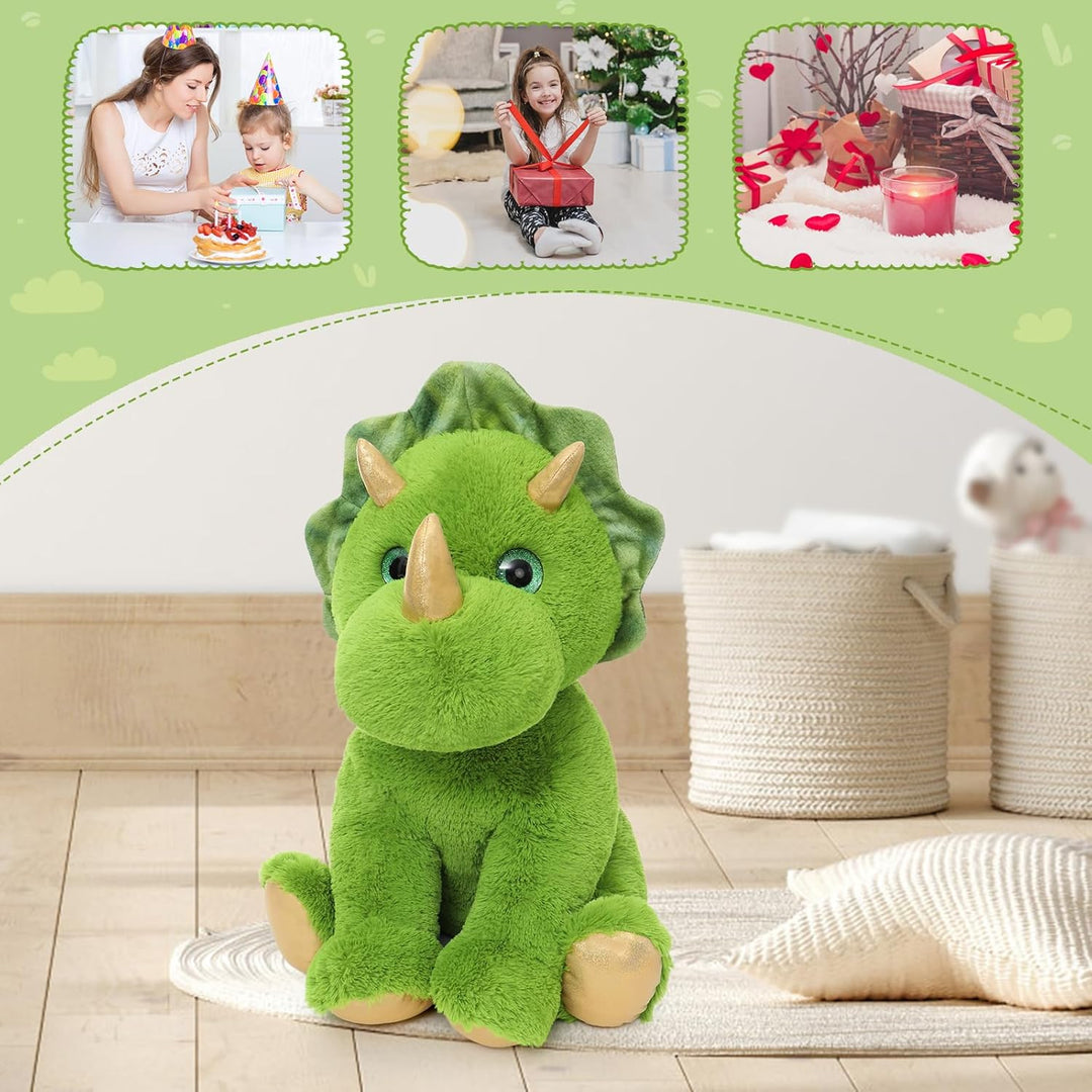 MorisMos Weich gefülltes Triceratops Plüschtier für Kinder, Riesen Dinosaurier Kuscheltier, 62cm Din