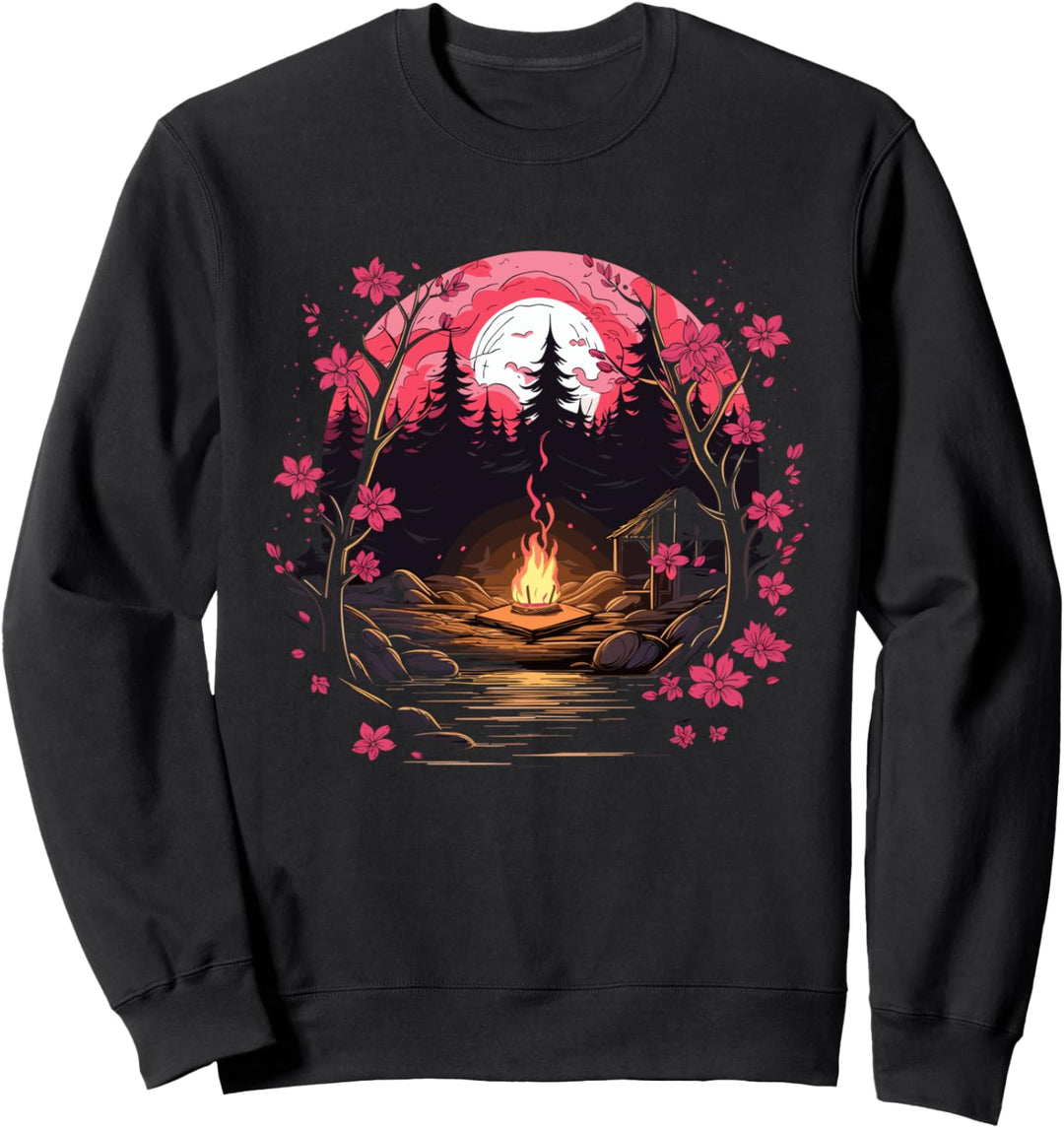 Japanischer Kirschbaum Lagerfeuer - Japan Ästhetik Sweatshirt