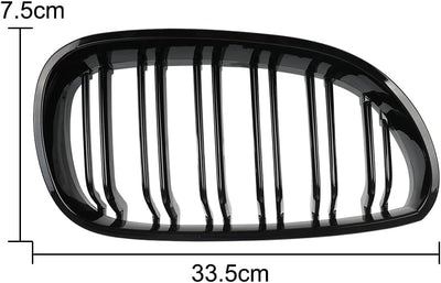 Kühlergrill für BMW 5er E60，Zubehör Sport Frontgrill，Glanz Schwarz Doppelsteg Sport Kühlergrill für