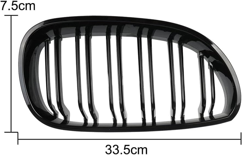 Kühlergrill für BMW 5er E60，Zubehör Sport Frontgrill，Glanz Schwarz Doppelsteg Sport Kühlergrill für