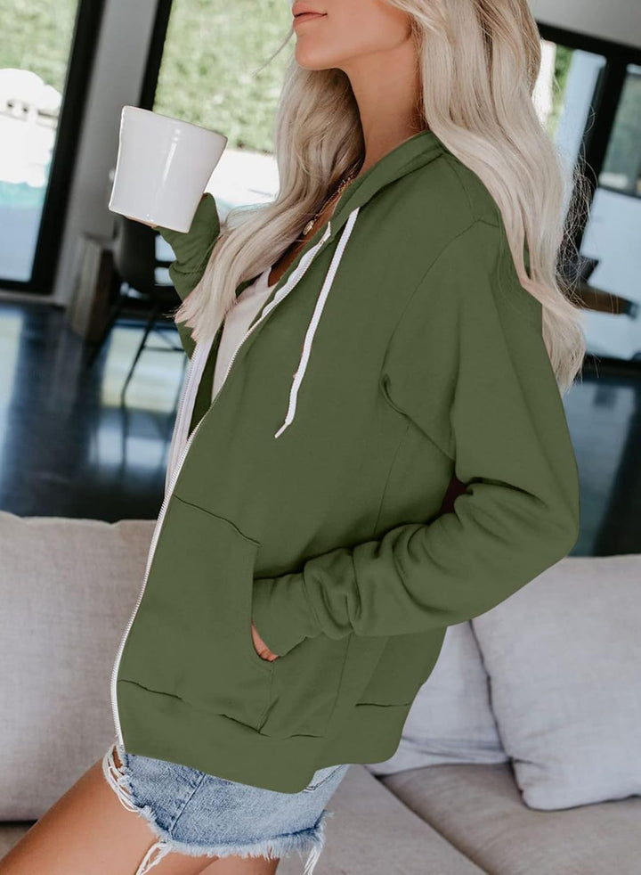 Uusollecy Damen Sweatjacke Hoodie Sweatshirtjacke Pullover Oberteile Kapuzenpullover Einfarbig Full