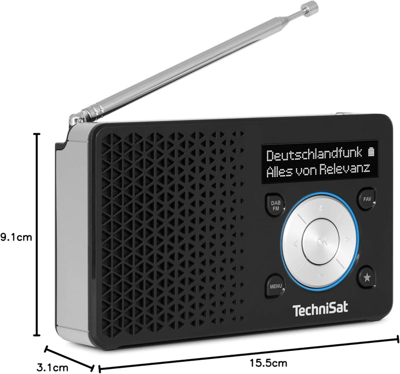 TechniSat DIGITRADIO 1 – Tragbares DAB+ Radio mit Akku (DAB, UKW, Lautsprecher, Kopfhöreranschluss,