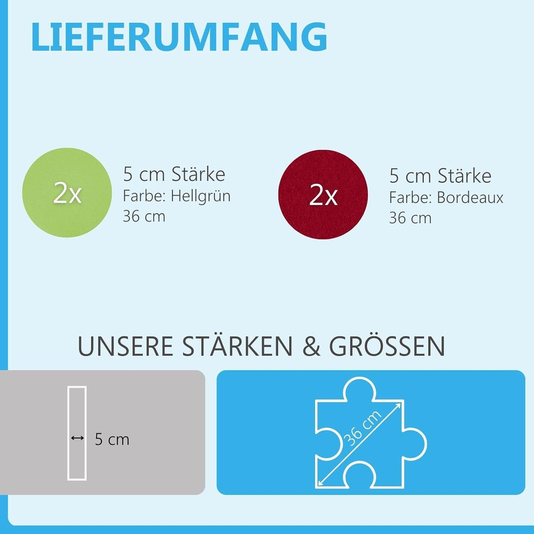 platino24 Schallabsorber-Set PUZZLE aus Basotect G+ mit Akustikfilz, Akustikbild aus 2x Bordeaux, 2x