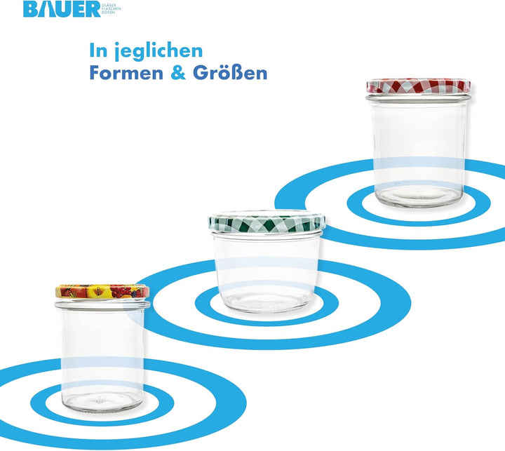 flaschenbauer.de BAUER 24er Set Sturzgläser 214 ml inkl. weisse Twist Off Deckel TO66 zum Einmachen