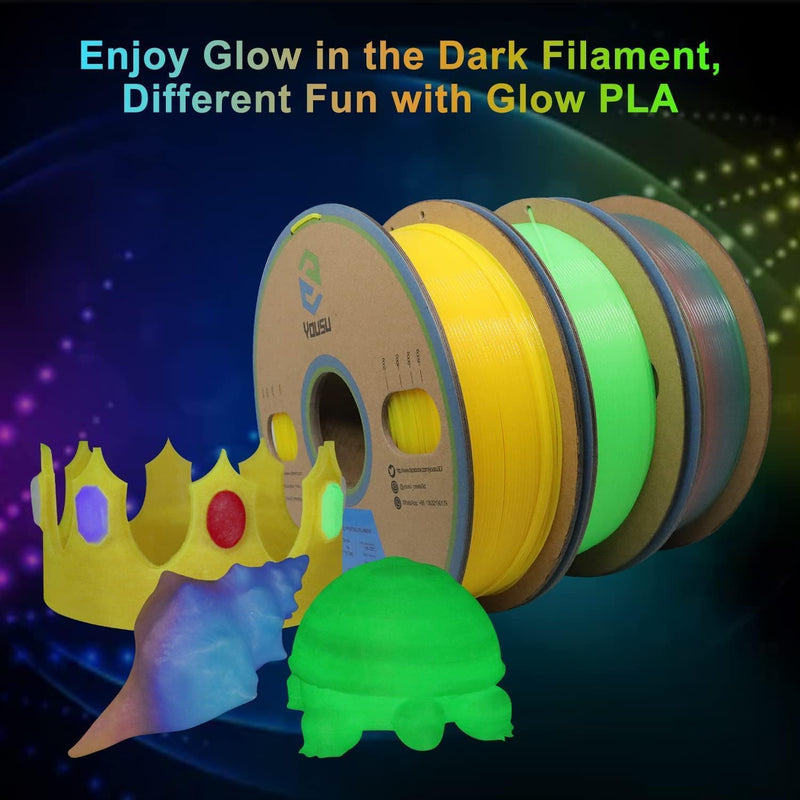 YOUSU Glow in the Dark PLA Filament 1.75mm, leuchtet im Dunkeln，Massgenauigkeit 99% Wahrscheinlichke