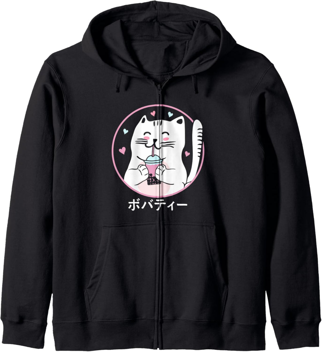 Kawaii Bubble Tea Katze erröten Boba Tea Anime Kawaii Neko Kapuzenjacke