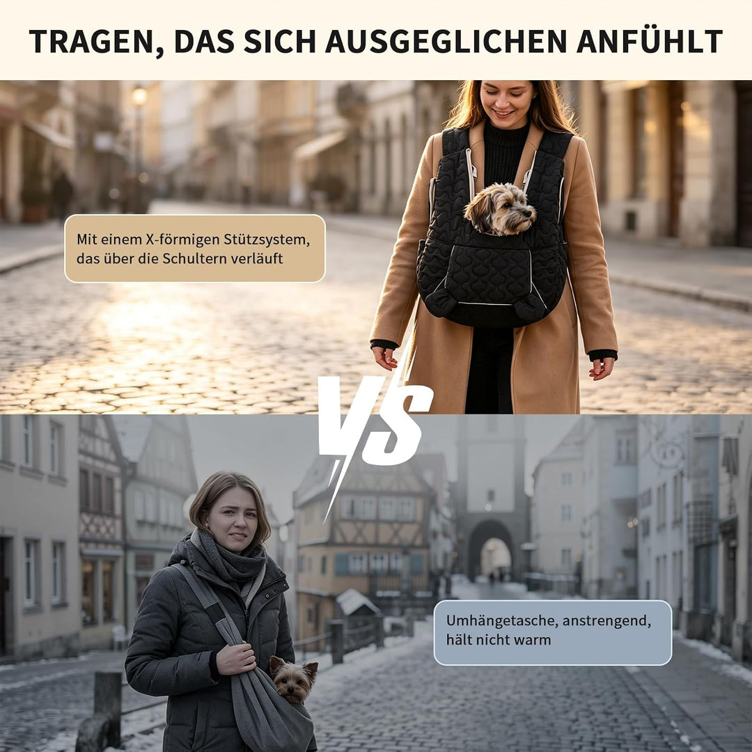 Wärme Haustiertrage für kleine Hunde und Katzen, fleecegefütterte Winter-Hundetasche mit verstellbar