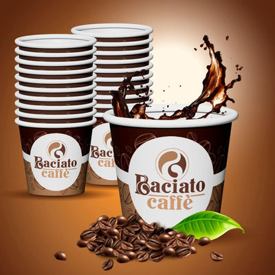 1000 Gläser aus Papier, für Kaffee, 65 ml, biologisch abbaubar, Einweg-Made in Italy, Asporto-Gläser