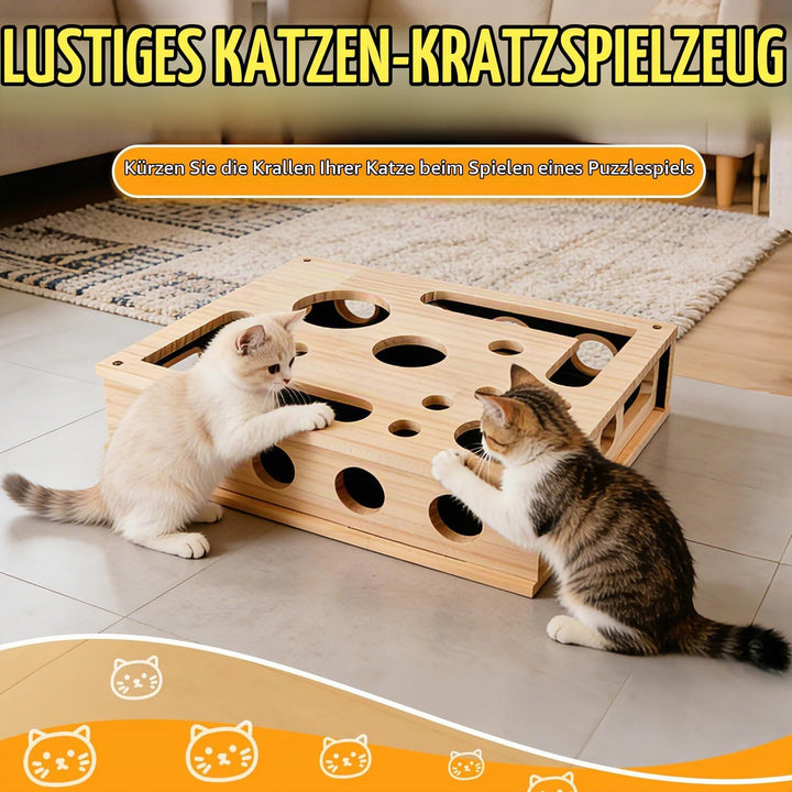 Katzenkratzpuzzle Anreicherungsbox, Katzen Kratzbrett, AnreicherungsBox Katzen Nagelfeilen Holz mit