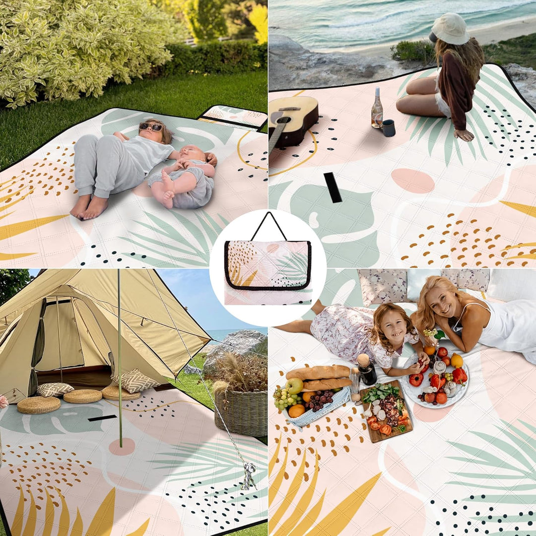 Jopee Picknickdecke Sandfrei, 200 x 200cm Wasserdicht Stranddecke für 4-6 Personen, Leicht und Tragb