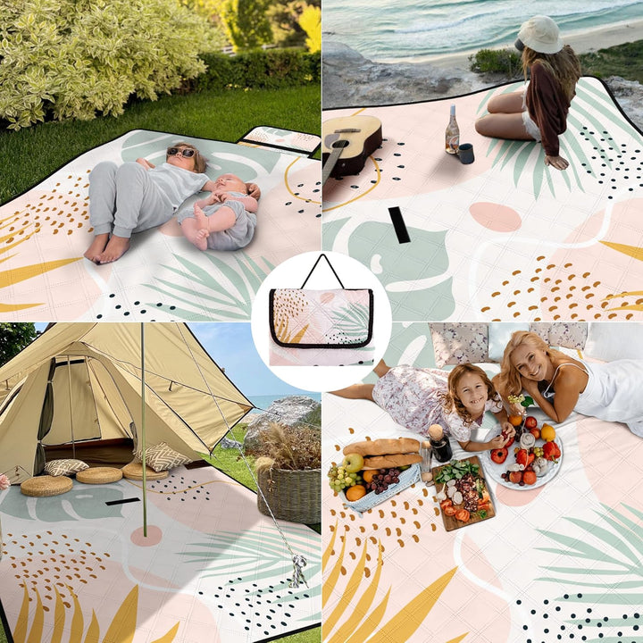 Jopee Picknickdecke Sandfrei, 200 x 200cm Wasserdicht Stranddecke für 4-6 Personen, Leicht und Tragb