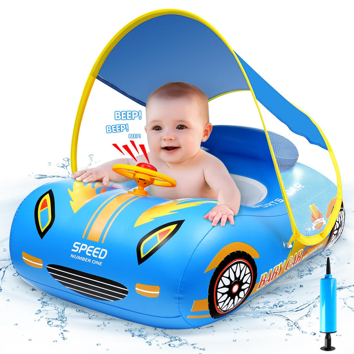 Schwimmring für Kinder, Schwimmhilfe mit Abnehmbarem Sonnendach, Schwimmreifen für Kinder Verstellba