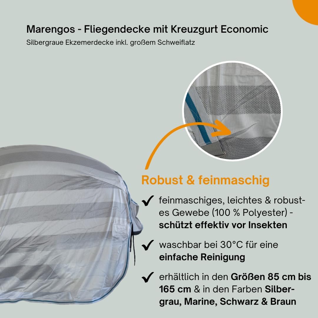 Marengos - Fliegendecke mit Kreuzgurt Economic | Schutz vor lästigen Insekten oder Plagegeistern | E