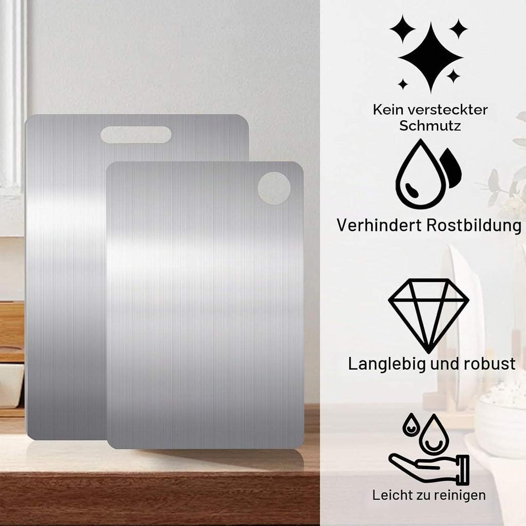 Titan Schneidebrett, 2 Pcs Schneidebrett Edelstahl, Titan Chopping Board, Schneidebrett Metall, Dopp