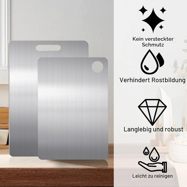 Titan Schneidebrett, 2 Pcs Schneidebrett Edelstahl, Titan Chopping Board, Schneidebrett Metall, Dopp
