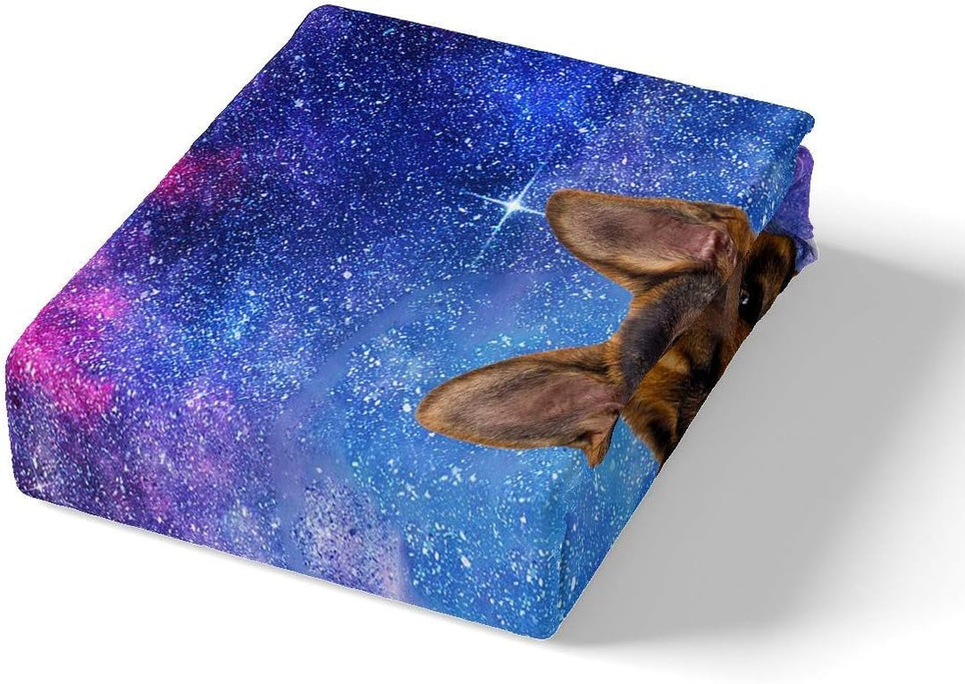 Tbrand Hund Galaxie Bettbezug Set 3D Deutscher Schäferhund Hundedruck Bettwäsche Set 135x200cm Chic