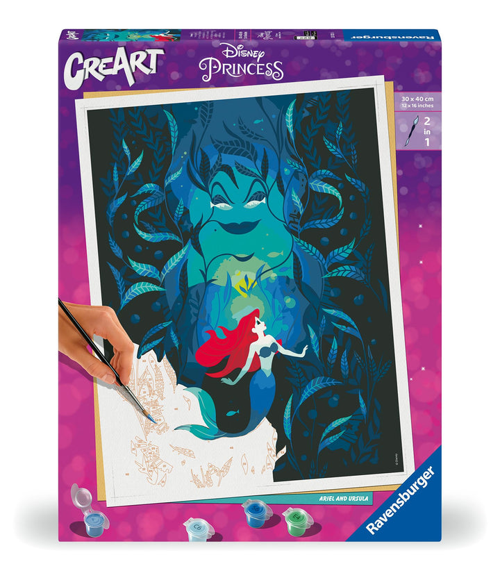 Ravensburger CreArt 23732 - Ariel and Ursula - Disney Malen nach Zahlen Erwachsene, DIY Malset mit P