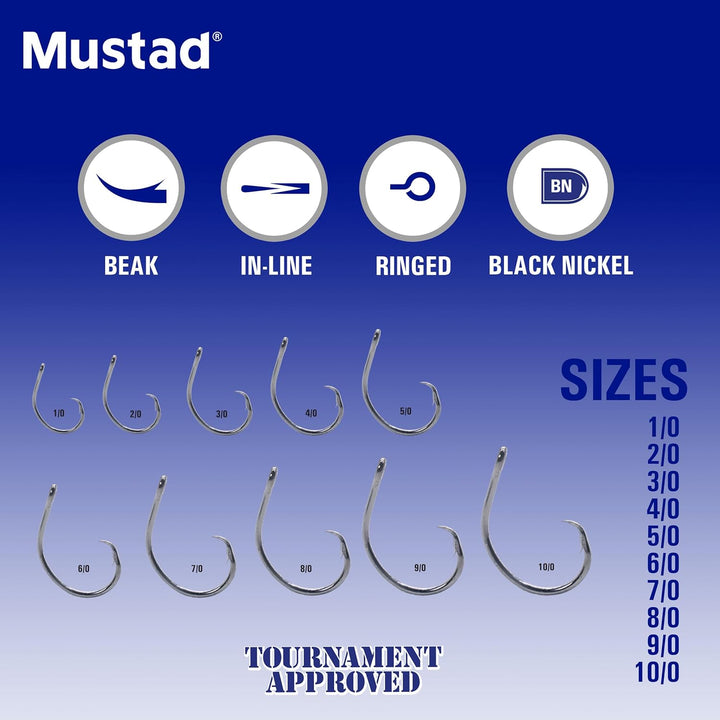 Mustad Classic 39944 Standard Wire Demon Perfect In Line Wide Gap Circle Hook | Salzwasser Süsswasse