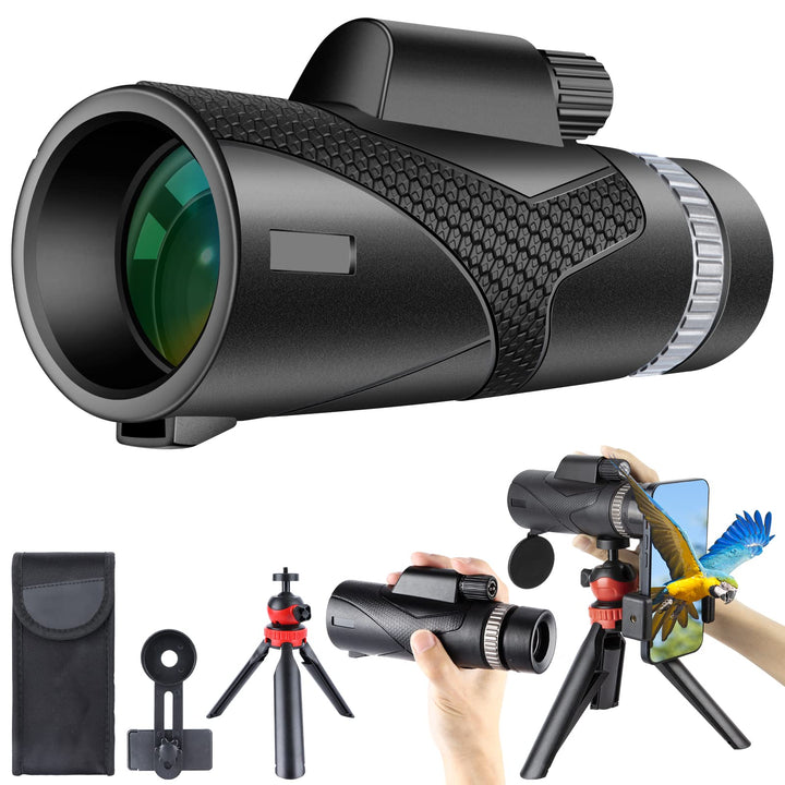 GOHHME 12 X 50 HD Monokular Teleskop, Monokulare Fernrohr Erwachsene mit Smartphone-Halter und Upgra