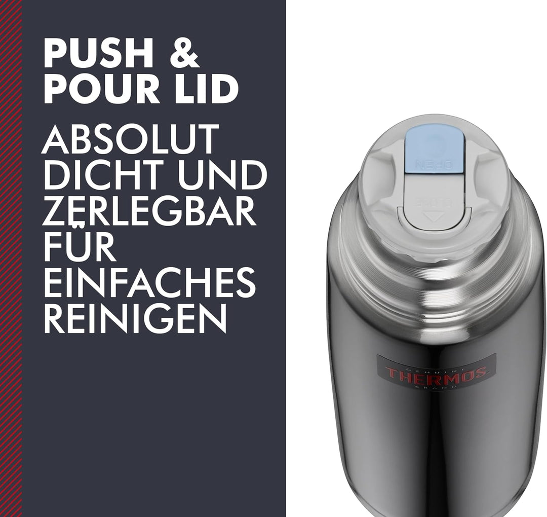 THERMOS LIGHT & COMPACT BEVERAGE BOTTLE 1l, stone grey, Thermosflasche Edelstahl, Isolierflasche gra