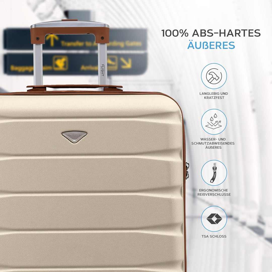 Flight Knight Leichte 4-rad-abs-hartschalenkoffer, Handgepack, Zugelassen Fur Fluggesellschaften, Ei