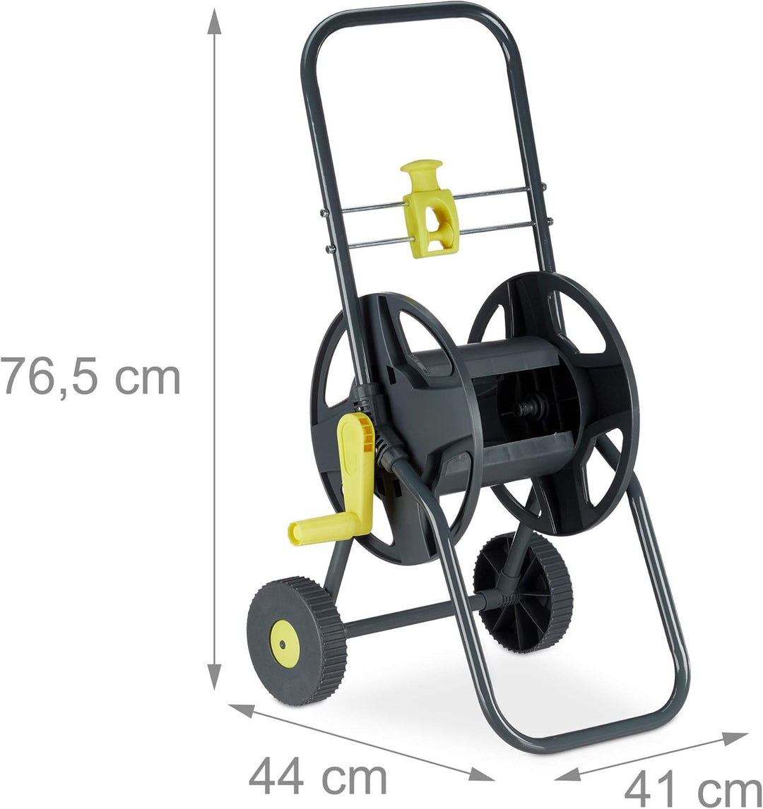 Relaxdays Schlauchwagen 45m, fahrbare Schlauchtrommel für Garten & Balkon, mit Schlauchführung, 76,5