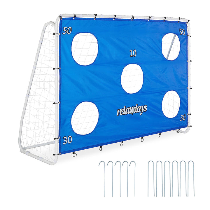 Relaxdays Fussballtor mit Torwand, Garten, Kinder & Erwachsene, Soccertor, HBT 170x235x85 cm, Stahl,